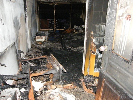 The room was gutted, but luckily no one was hurt.